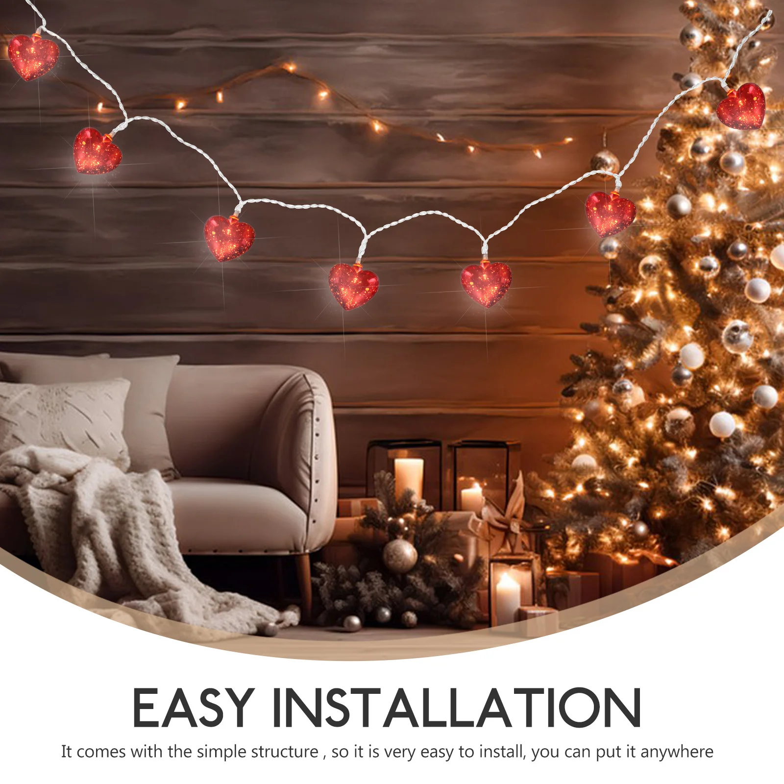 سلسلة أضواء Led على شكل قلب 1.5 متر ديكور رومانسي أحمر دافئ مرن لعيد الحب وحفلات الزفاف وغرفة النوم الداخلية والخارجية #4