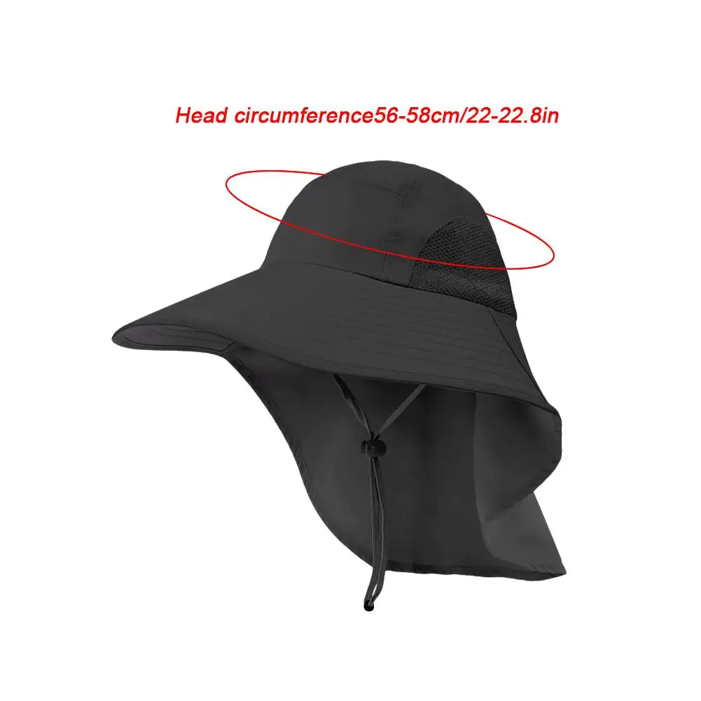 Breiter Krempe Verstellbarer Outdoor-Sonnenhut mit 50+ UPF-Schutz und Nackenschutz, Wasserdichter Nylonhut für Wandern, Angeln und Camping – Detail 4