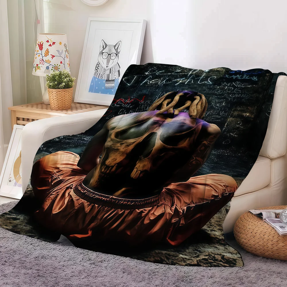 مغني الراب L-lil Durk بطانية دافئة وناعمة مناسبة لغرفة النوم وغرفة المعيشة وأريكة السرير والمكتب والسفر والتخييم