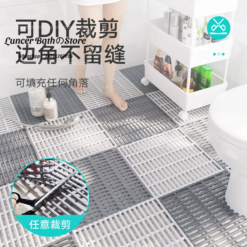 10pcsDajiang TPE bathroom can be spliced foot pad bathroom floor mat strong absorbent household DIY hollow hydrophobic non-slip
