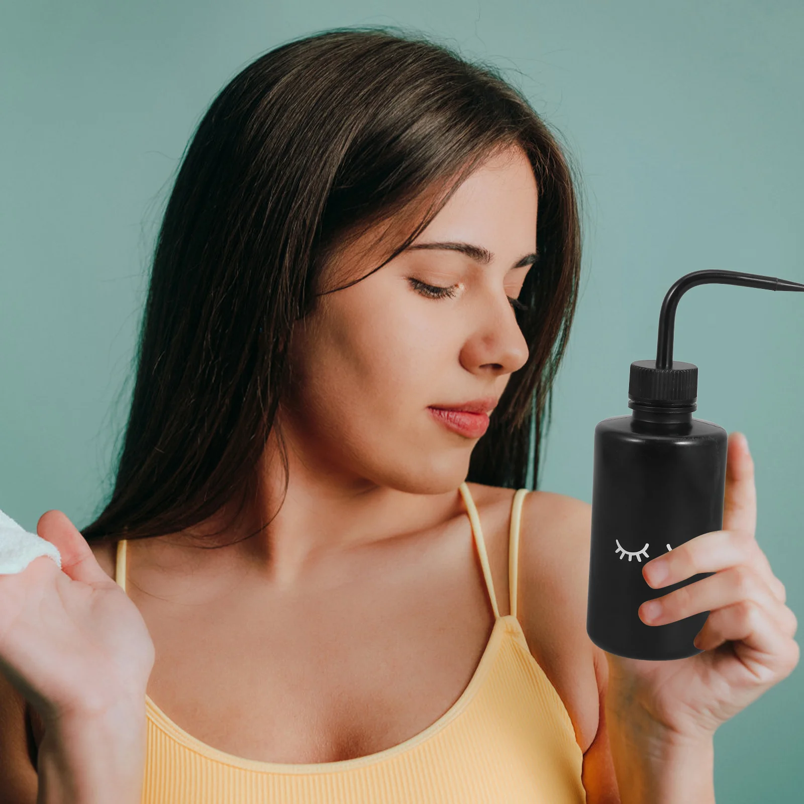 4개입 속눈썹 클리닝 병 속눈썹 연장 용품 플라스틱 곡선 노즐 정밀 속눈썹 뿌리 클리닝 메이크업 브러시 클리너