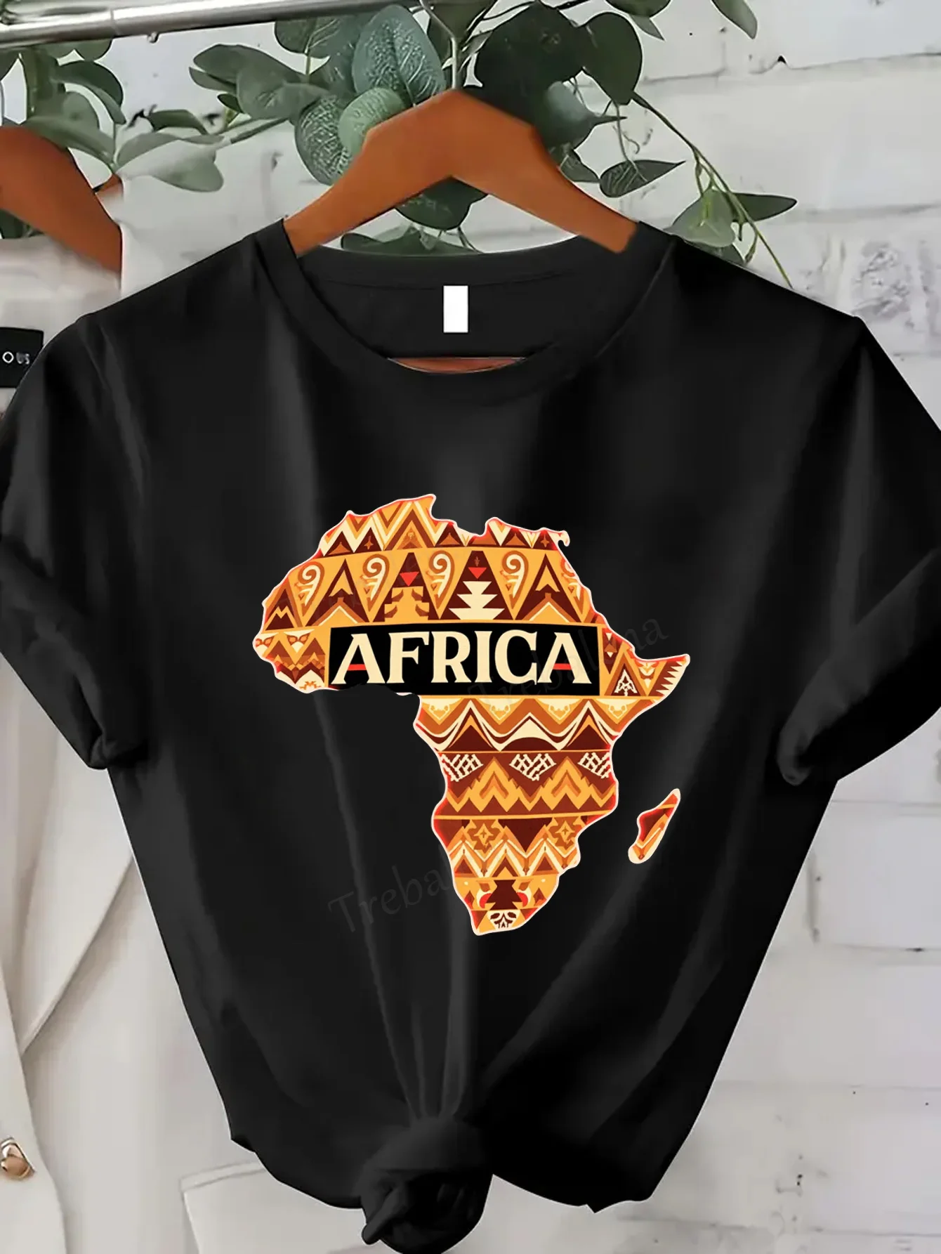 

Women T-shirt Africa Map Print T-Shirt for Women - Bold Tribal Design, Casual Streetwear Style