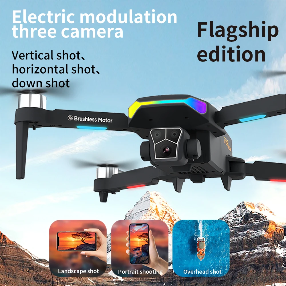 F168 Brushless Optical Flow Obstacle Avoidance Drone 720p HD Aerial Quadcopter 50x Zoom Remote Control Aircraft App Phone Drone
