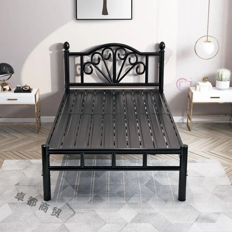 Rental house household folding single double bed wooden board iron bed High Quality