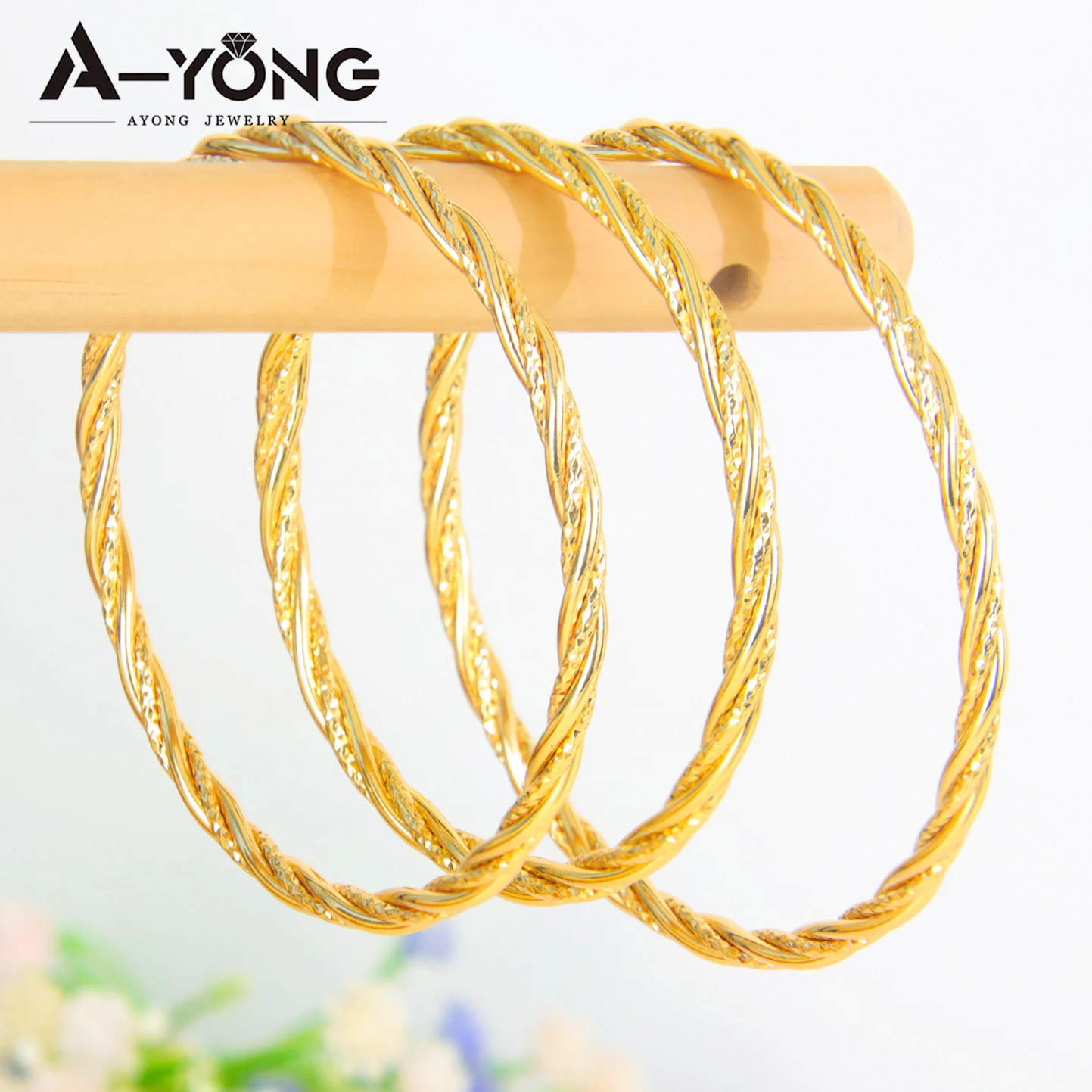 Dubai Einfaches Gedrehtes Armband 21k Vergoldet Arabischer Brautschmuck Manschetten-Armreif Habesha Muslimische Frauen Vintage Party-Schmuck – Detail 5