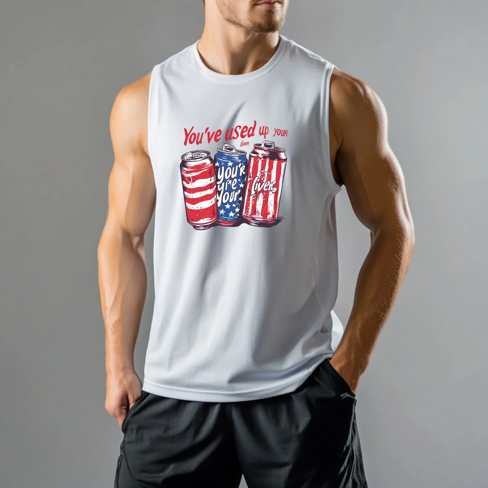 

Casual Man Sleeveless Shirt Daily Men'S Independence Day Printed Sportswear Sleeveless Vest Gym Clothing Man Tank Tops 남자나시