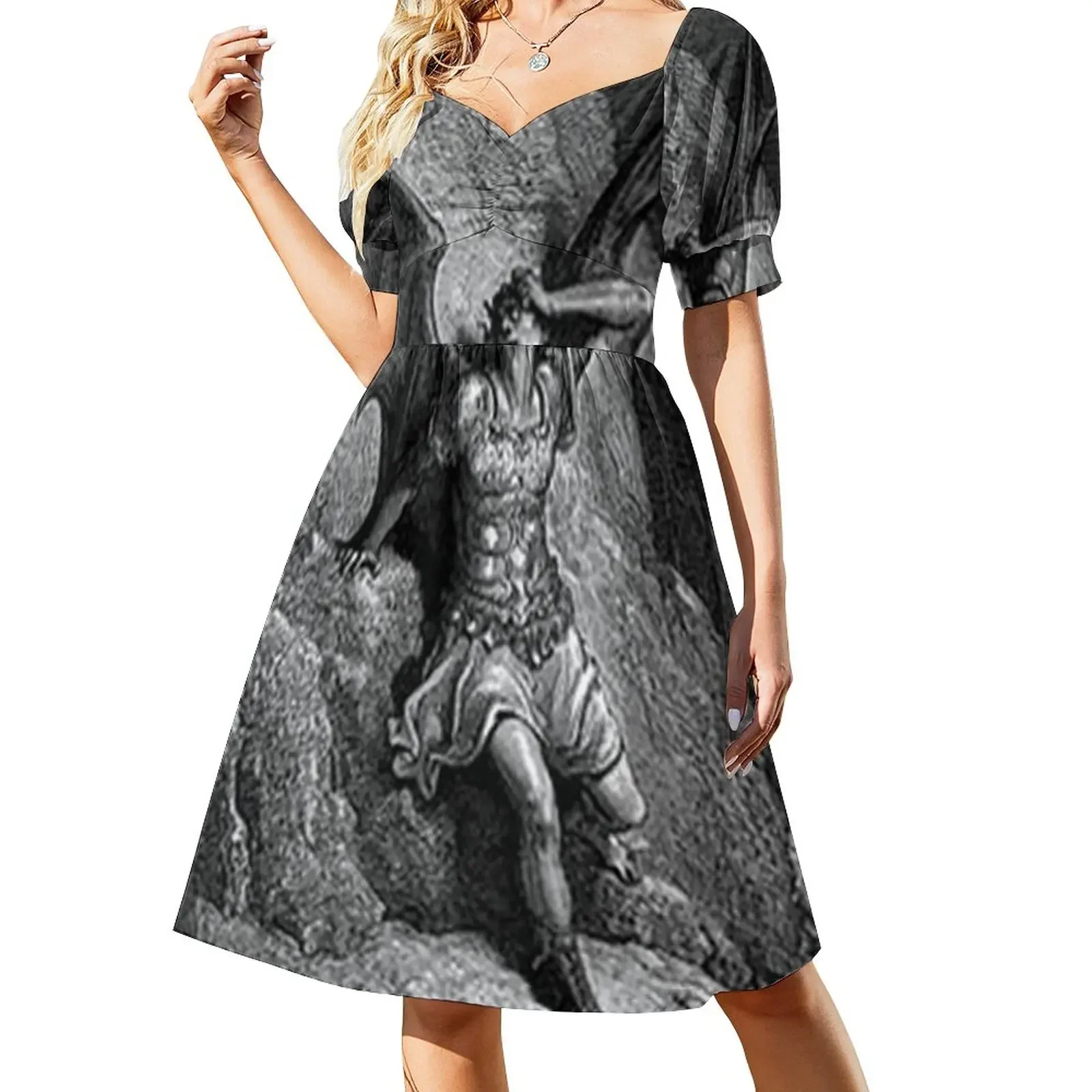 

Gustave Dore - Paradise Lost Satan Profile Short-Sleeved Dress elegant dress dress women summer Women's