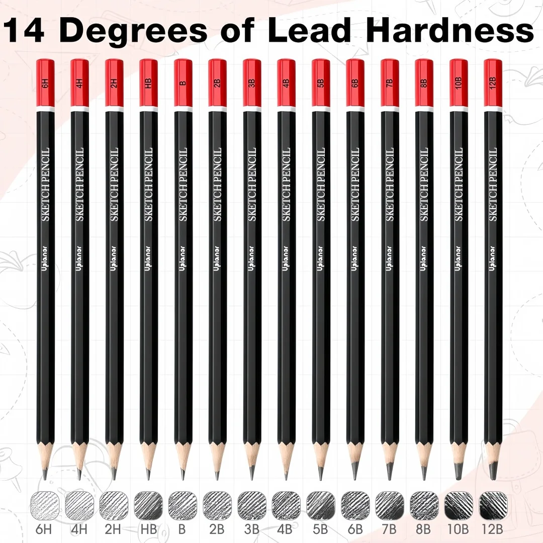 أقلام رسم فنية للطلاب 6H-12B قلم رسم فحمي حافظة حديد للمبتدئين واللوازم المهنية