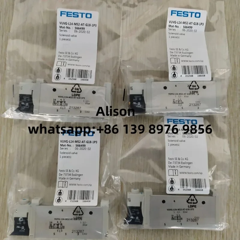 

FESTO Solenoid Valve VUVG-L14-B52-T-G18-1P3 566500 VUVG-L14-B52-T-G18-1H2L-W1 577319 VUVG-L14-B52-ZT-G18-1P3 566509