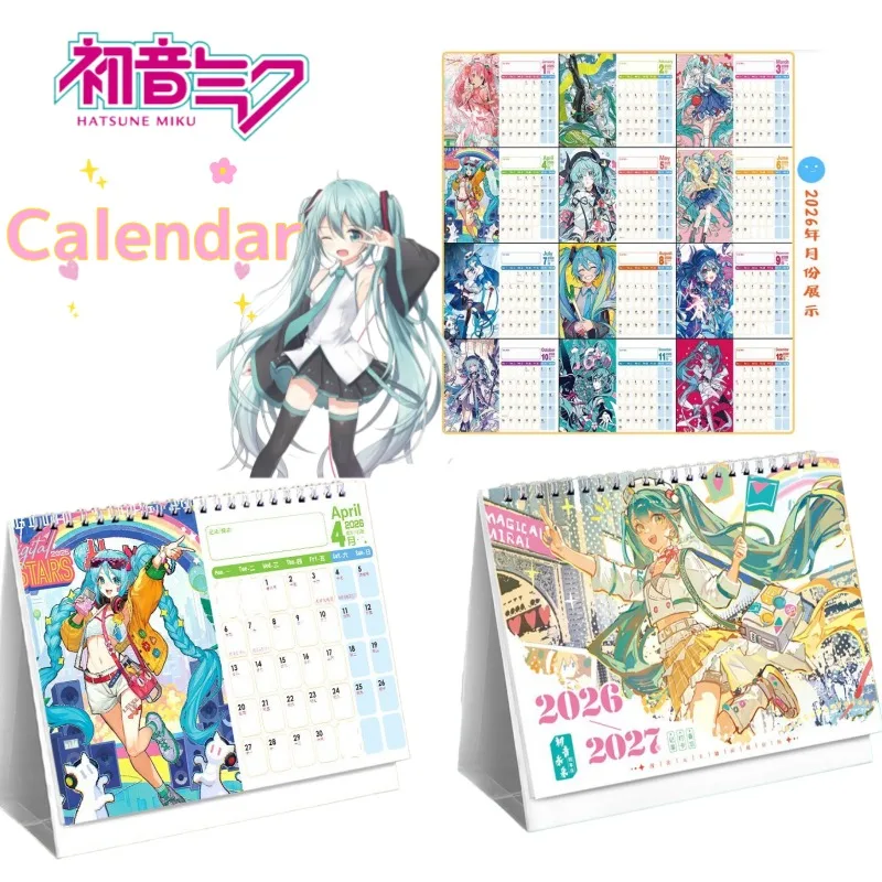 

Хацунэ Мику креативный высококачественный мультяшный аниме-календарь с орнаментом, милый и персонализированный календарь для блокнота с перфокартами