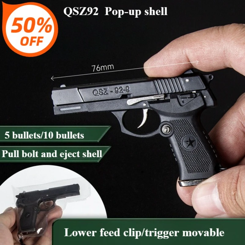 1:3 Scale QSZ92 Semi-alloy Mini Gun Model Detachable Decompression Small Toy Metal Ornament Shell Pop-up Keychain