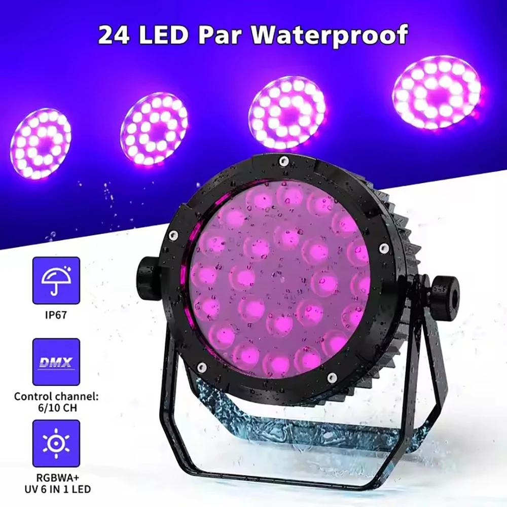 LED Par 24×18W RGBWA+UV 4台 DMX 舞台照明 4/8個