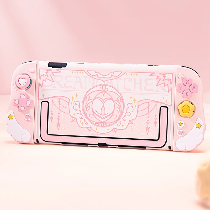 

Док-станционный защитный чехол Kawaii Star Wings для Nintendo Switch 2 — розовый защитный чехол в стиле аниме NS2 с 2 колпачками для большого пальца