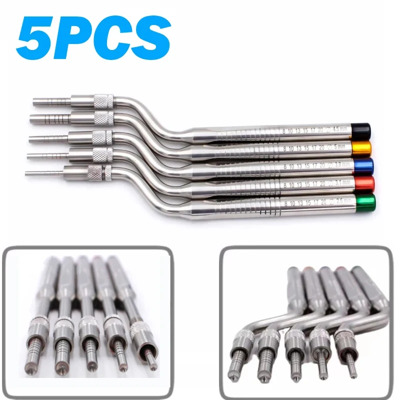 Dental Implant Osteotome Instrument Sinus Lift Bended Extruder Concave Tips Stainless Steel 5Pcs Dentistry Tooth Extraction Tool