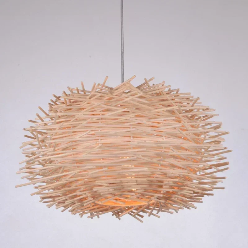 

Classic Bamboo Lustre Chandelier Hanging Lamp Ceiling Handmade Rattan Pendant Light Fixture Weaving Home Living Bed Room Decor