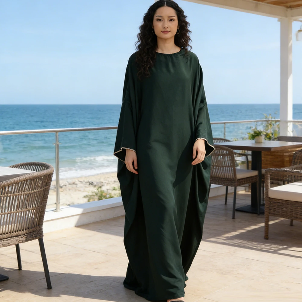 

Batwing Butterfly Satin Abaya Dubai Luxury Muslim Kaftan Dresses Abayas for Women Kebaya Caftan Robe Femme Vestidos Eid Djellaba