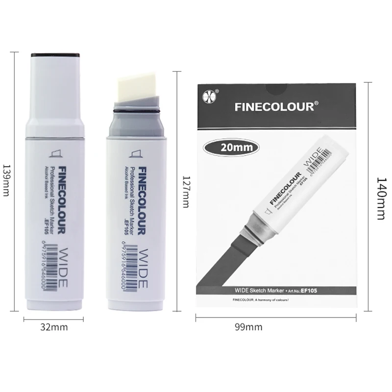 FINECOLOUR Handbemalte Marker EF100/EF101/EF102 Kunstmarker-Set, Doppelkopf, öliger Skizzenstift auf Alkoholbasis, Kunstmalzubehör – Detail 3