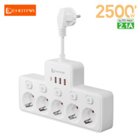 EU AC Plug Independent Switch Wall Mounted Power Strip European Standard Plug Socket Network Filter With USB C Charging Adapter