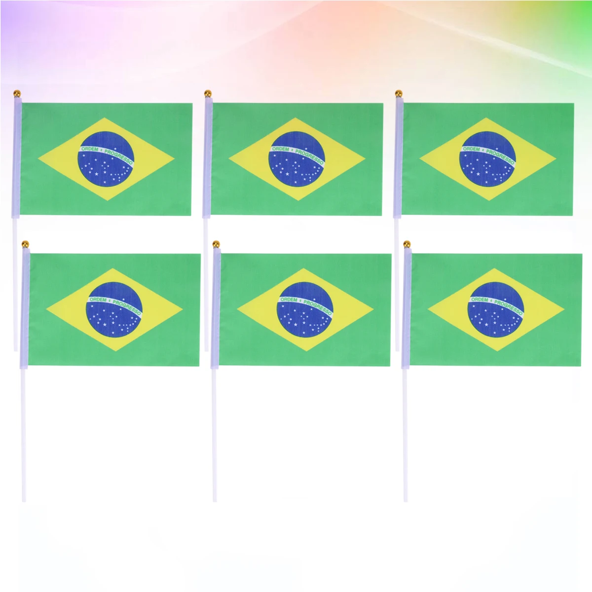 

20pcs Hand Held Stick Flags Brazil Country Flag On Stick Polyester Plastic Lightweight Portable Cheer Party Decoration