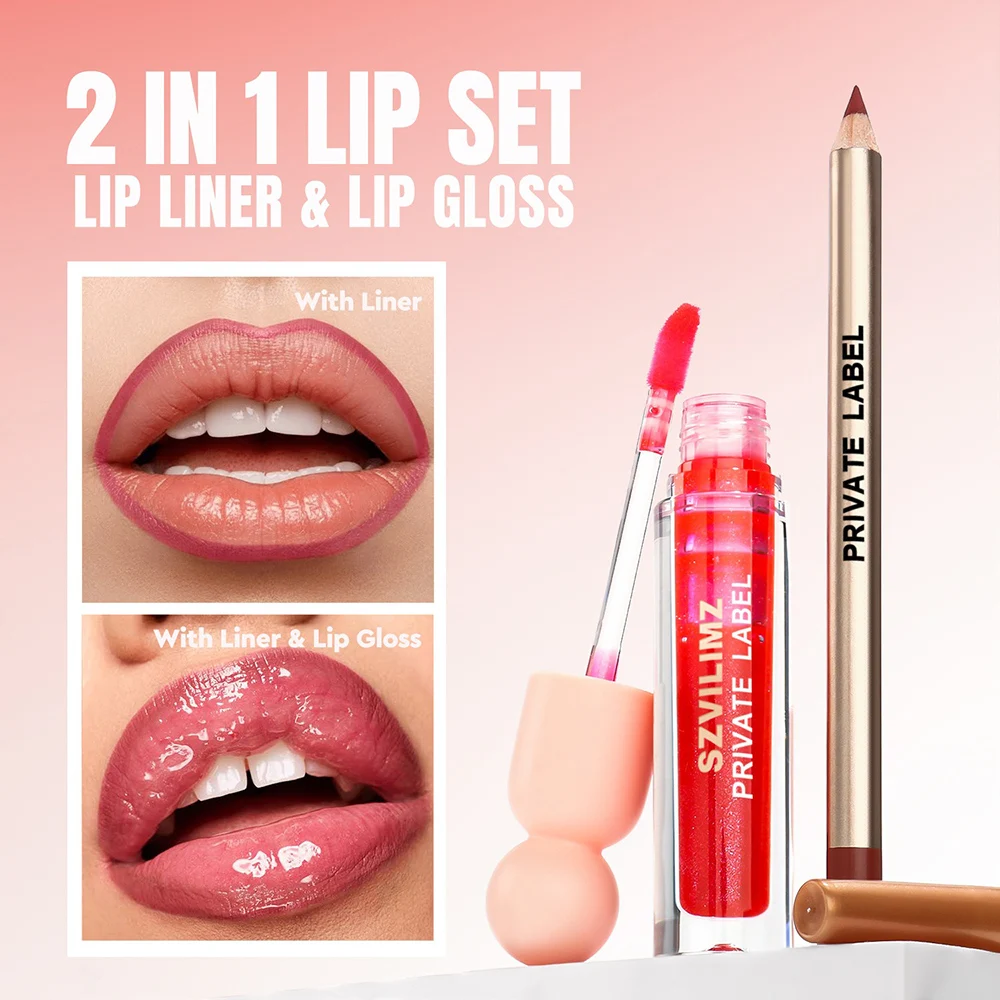 12 kleuren langdurige lipliner potlood 58 kleuren matte vloeibare lippenstift set private label aangepast logo veganistische make-up groothandel