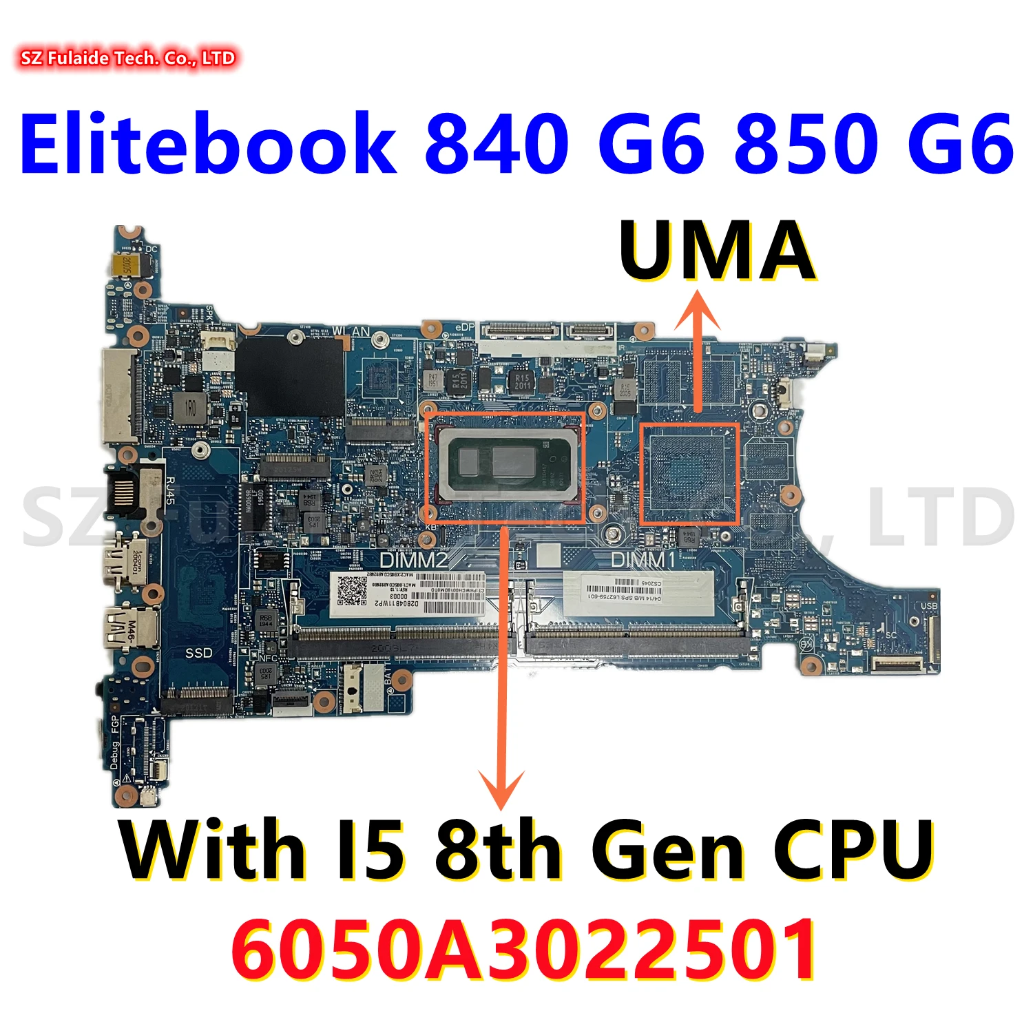 6050A3022501 For HP Elitebook 840 G6 850 G6 Laptop With i5 8th Gen CPU UMA DDR4 L62760-601 L62759-601 100% Tested OK