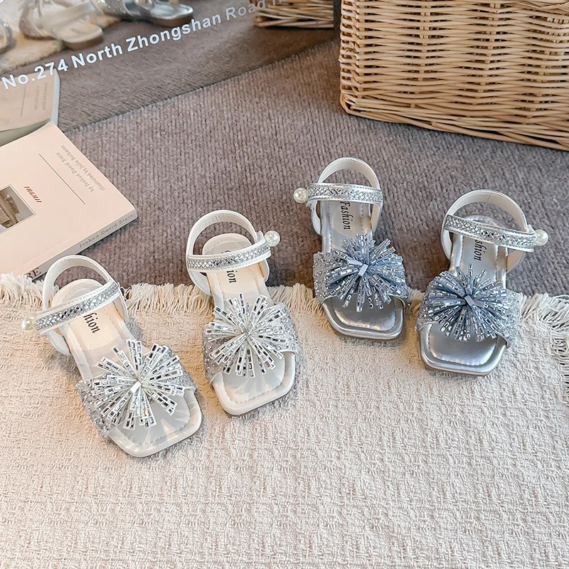 

Girls Rhinestone Sandals Summer Sparkly Kids Princess Shoes Open Toe Wedding Party Children Dress Mary Jane Sandals Lightweight
