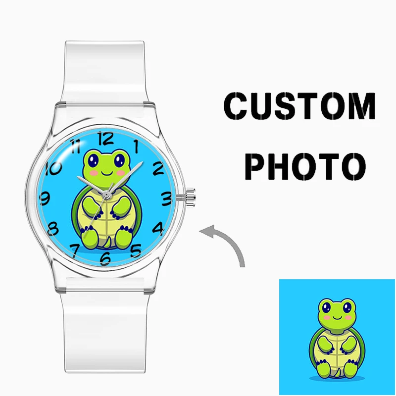 Own Printable Design Plastic Watches Transparent Strap PVC Band Custom Watch Logo Picture Birthday Gift