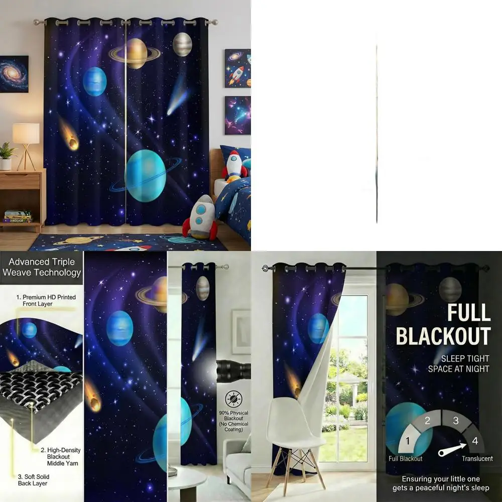 

Starry Universe Themed Thermal Insulated Blackout Curtains, 84x84 Inches, for Home Decor