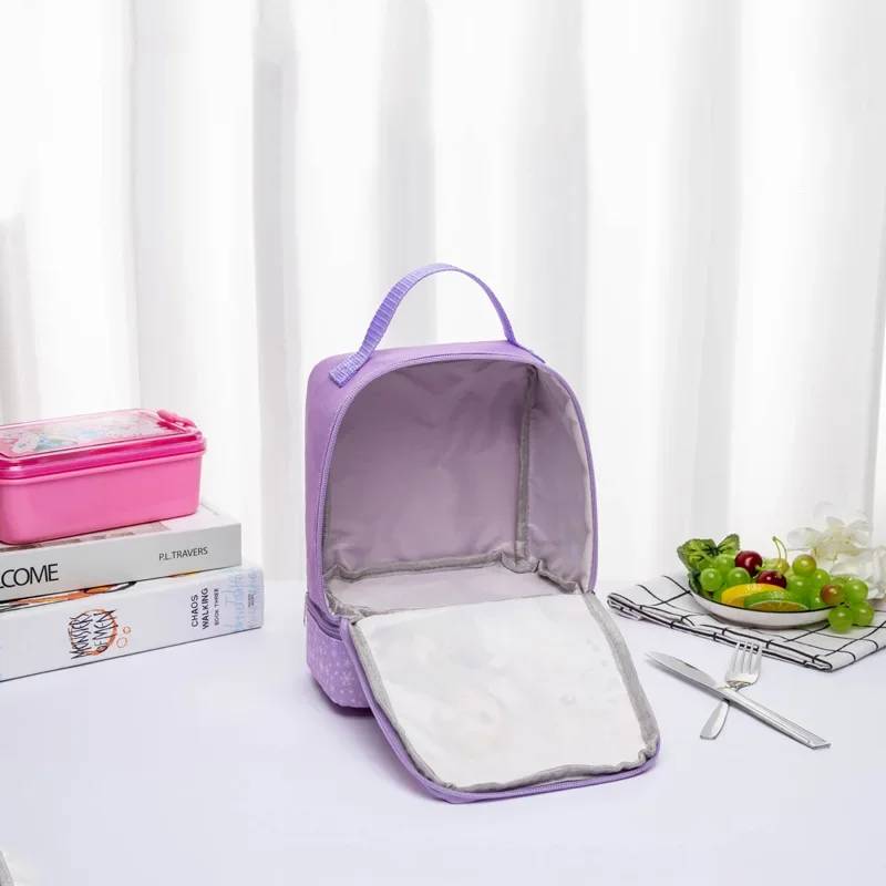 2024 Disney Cartoon Frozen 2 borsa da scuola per studenti carina borsa da pranzo a doppio strato borsa da pranzo portatile per bambini borsa da