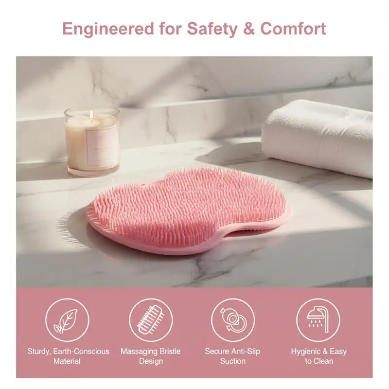 Shower Foot Scrubber Mat Back Washer Exfoliating Bath Wash Pad Wall Mounted Slip