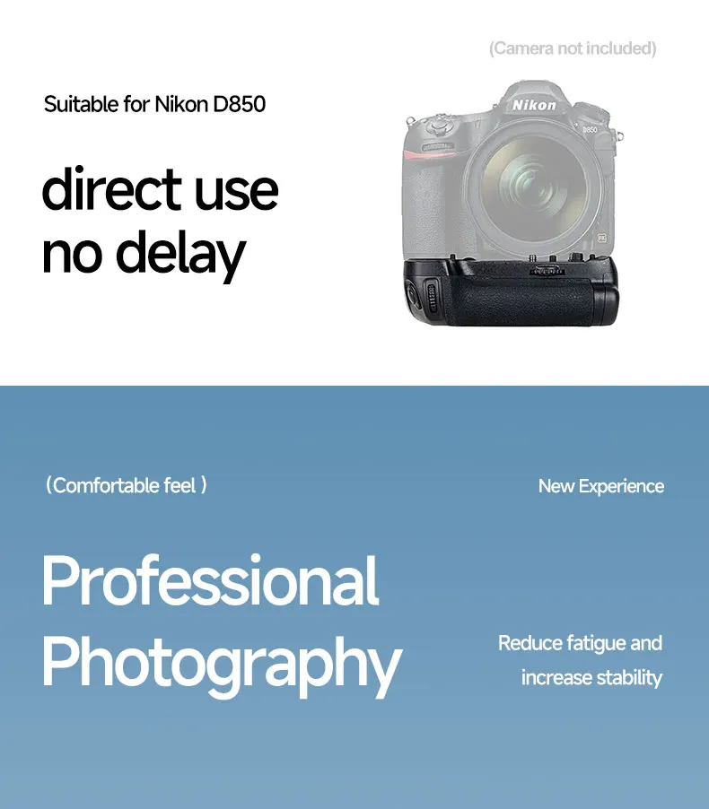 MB-D18 Batteriegriff für Nikon D850, Unterstützung für vertikale Aufnahmen, kompatibel mit EN-EL15, EN-EL15a oder 8 AA-Batterien – Detail 3