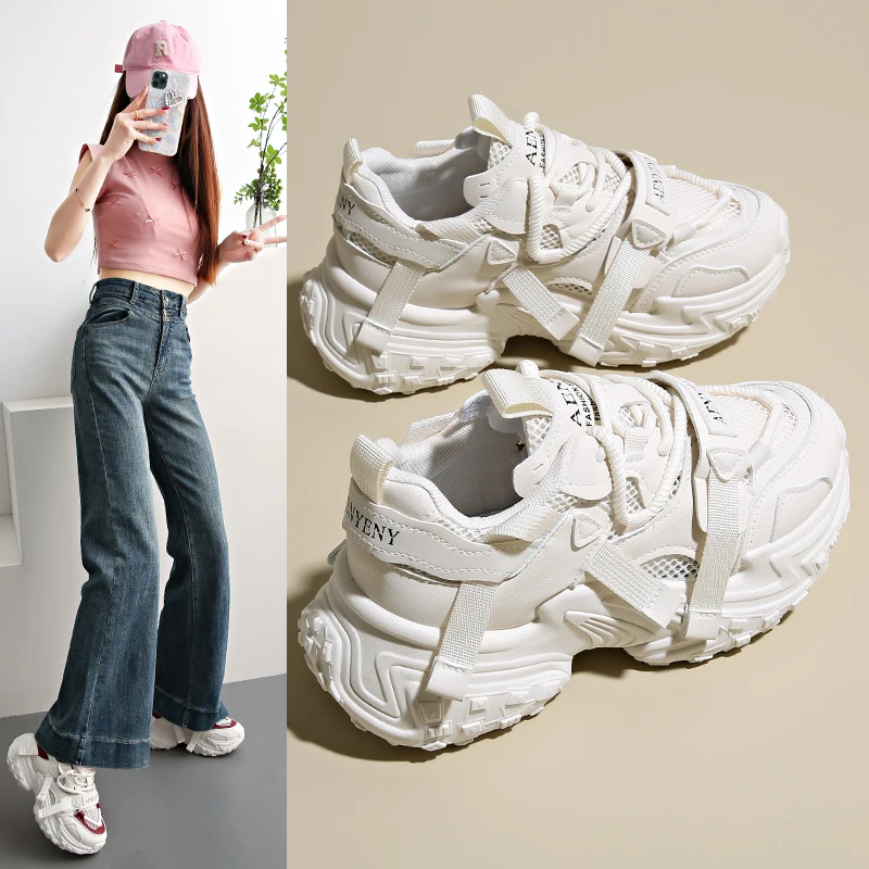 

Женская обувь, новинка 2025, осенняя модная брендовая женская обувь Torre на толстой подошве, повседневная светоотражающая спортивная модная обувь для бега