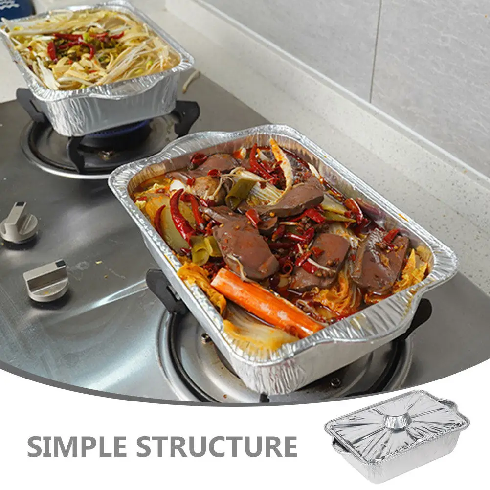 Thick Aluminum Foil Pan Disposable Baking Pot Compact Stackable for Barbecue Picnic Party Food Storage Oven Roasting Tinfoil Pot