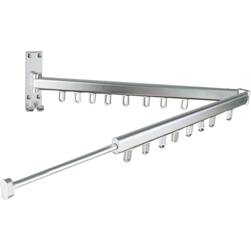 Adjustable Double/Single Rod Clothes Drying Rack - Retractable Wall-Mounted Hanger for Indoor & Outdoor Use (Silver)