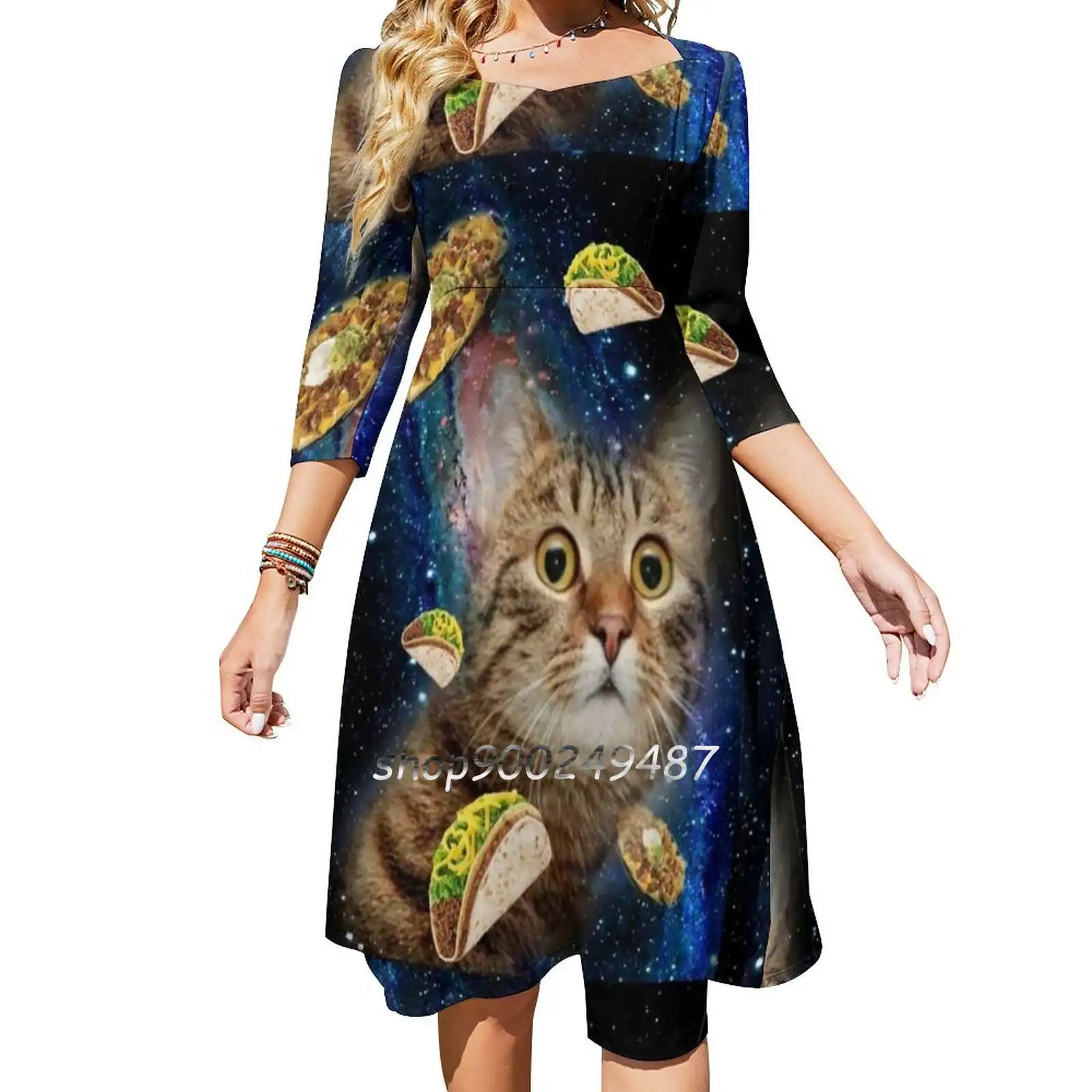 The Only Cat Shirt You Will Ever Need Women Casual High Waist Mini Dress Short and Long Sleeve Dresses Fashion Dress Cat Taco