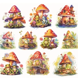 Cute Fairy Tale Mushroom House Frog Stickers Crafts Scrapbooking  Planner Journal Stationery Planner  journal  vintage