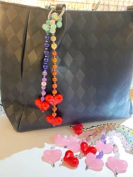 HERLOOK Bag Charm for Women Y2K Accesories Big Red Love Heart Bags Charms Colorful Beads Chain Fashion Lady Jewelry