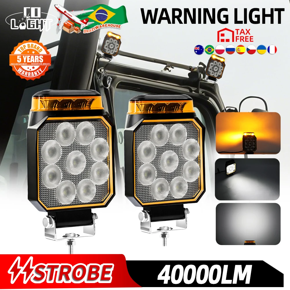 

CO LIGHT 40000LM LED Work Light Strobe 4inch Flood Spot Off Road Fog Lamp for Jeep Truck 4X4 Car SUV ATV Barra Tractor 12V 24V