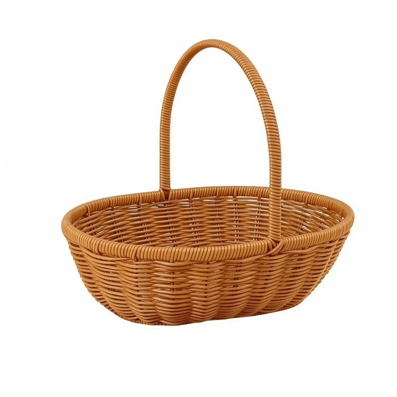 Portable Wicker Egg Basket Handled Oval Storage for Picnic and Kitchen Organization Farmhouse Style PE Rattan Weave Basket