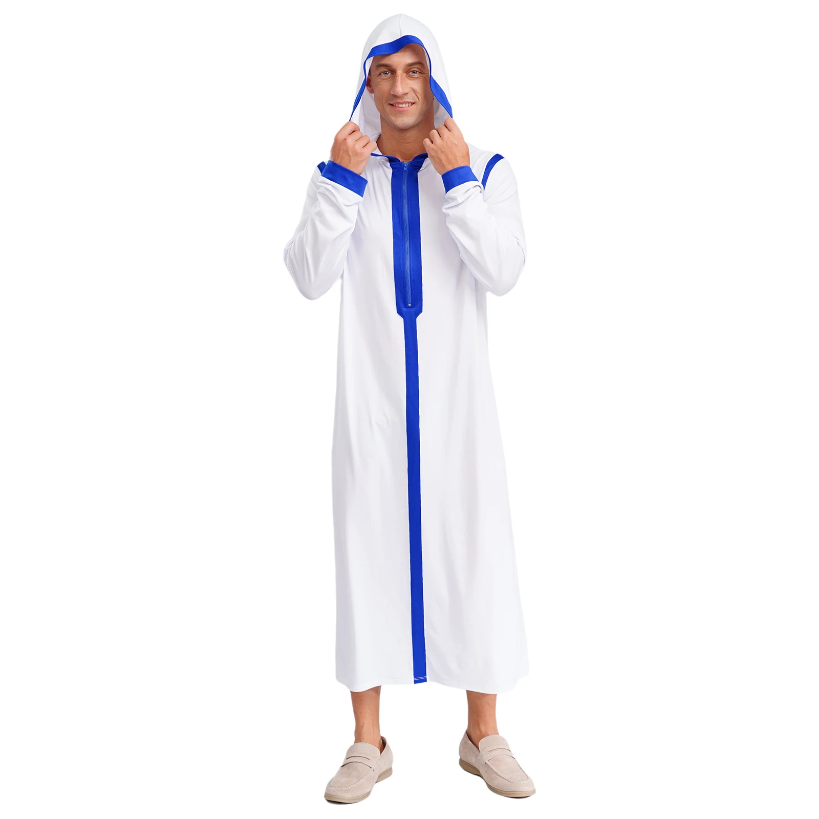 

Clergy Minister Islamic Muslim Hooded Robe Gown Shirt Loose Caftan Arab Thobe Men Halloween Carnival Cosplay Robe Dress Gowns