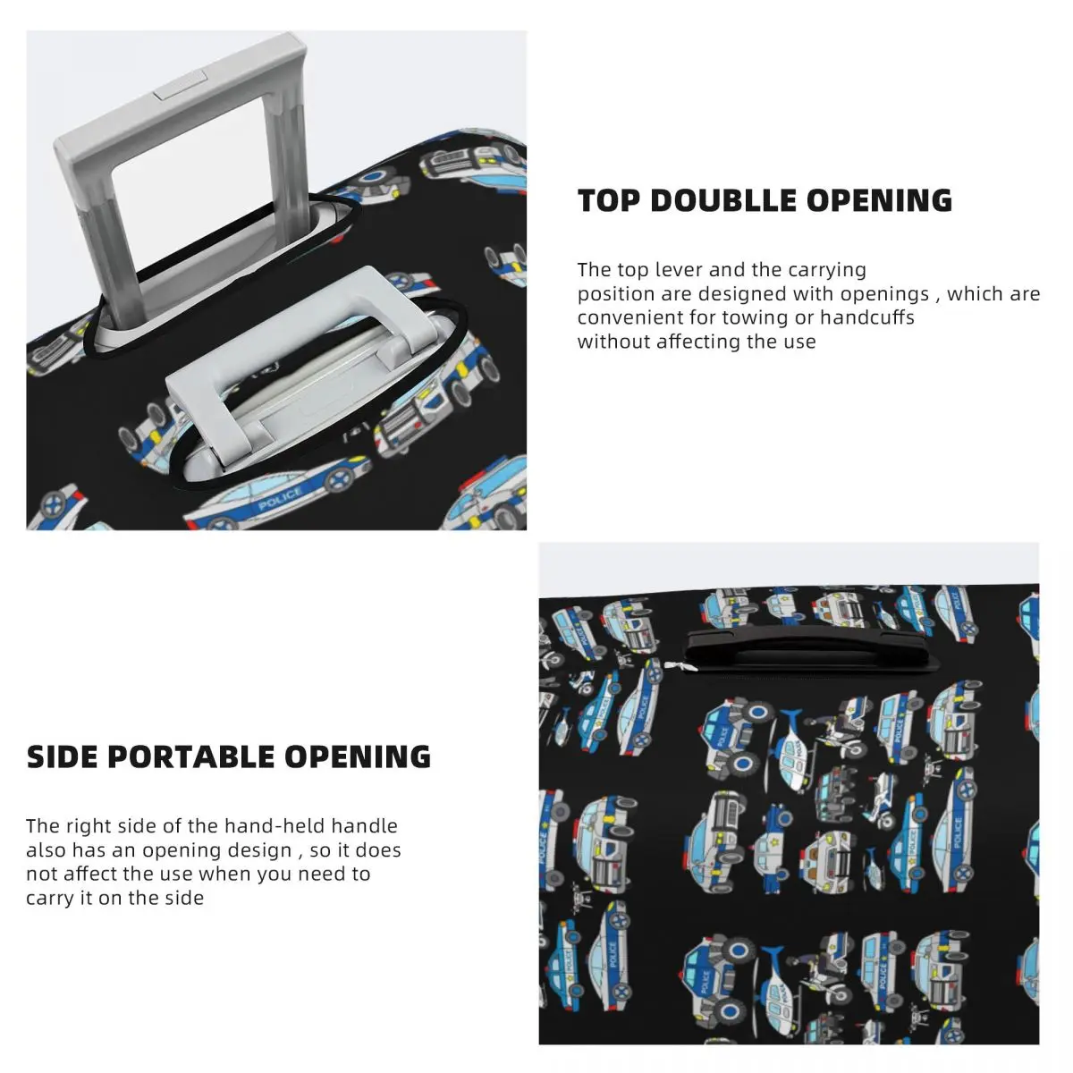 Capa de proteção para mala de carro de polícia, capa protetora elástica para bagagem de viagem para 18-32 polegadas