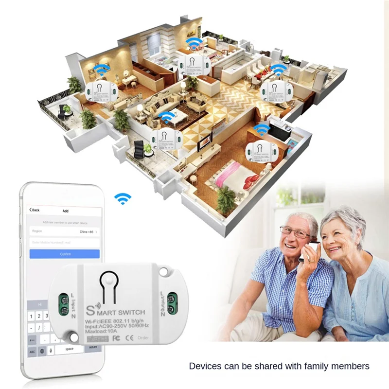 THIVN-Tuya Wifi Smart Switch 10A Wireless Timer Smart Life APP وحدة أتمتة التحكم الصوتي