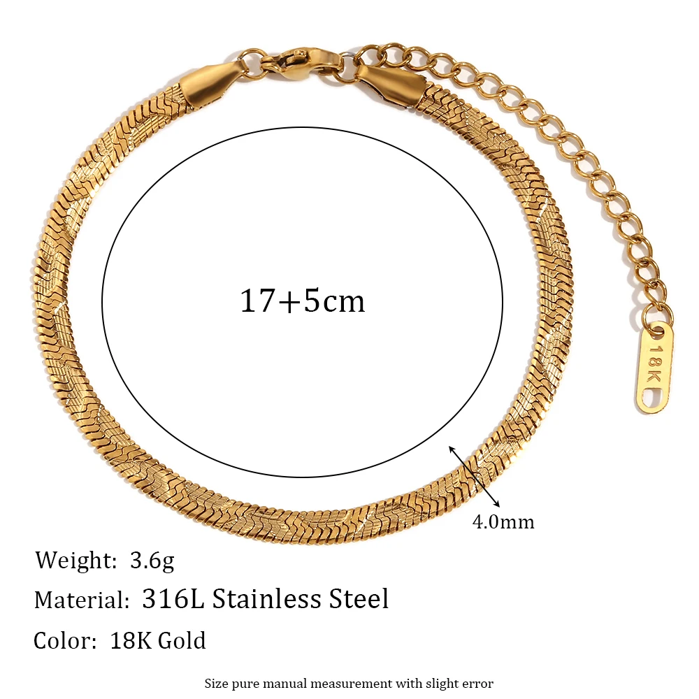 Women's 18K Gold Plated Waterproof Snake Bone Stackable Necklace Bracelet Set