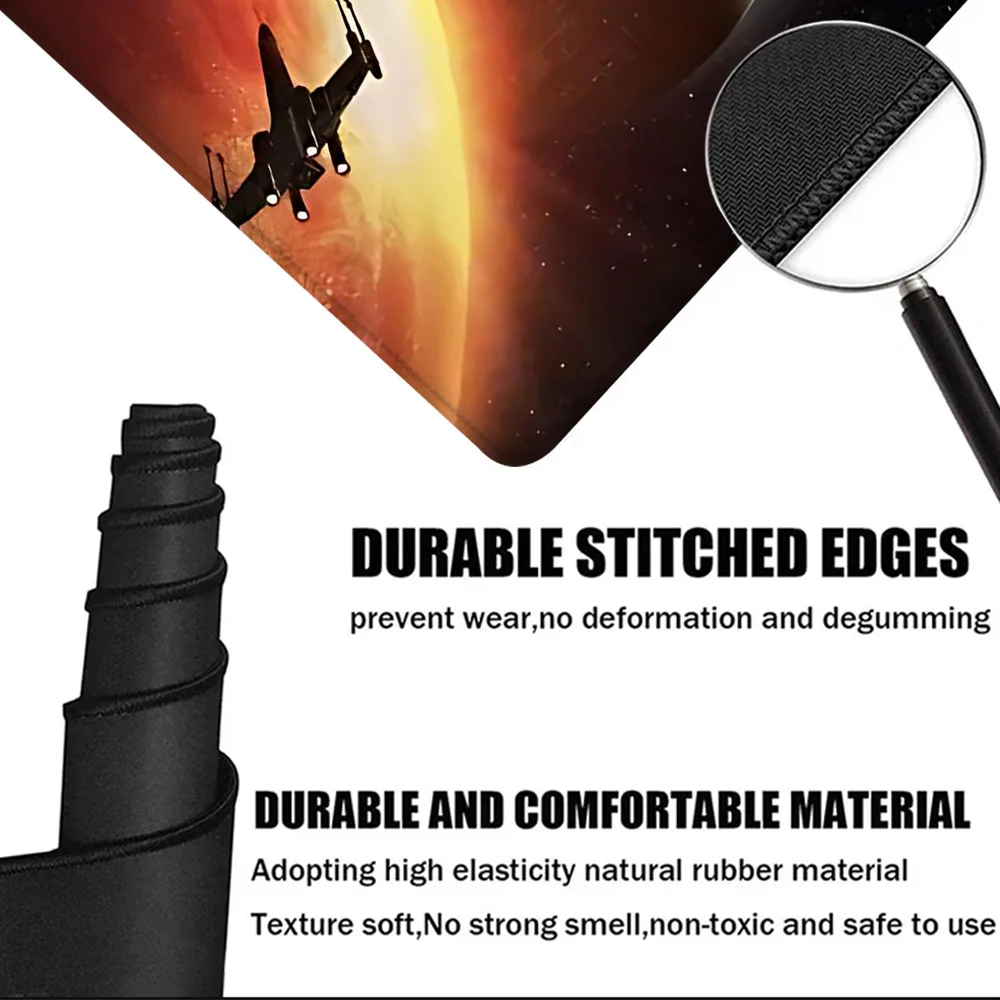 Spacecraft Pattern Mouse Pad Large Gaming Desk Pad With Stitched Edge Non-Slip XL Mousepad Rubber Base Desk Pad for Office