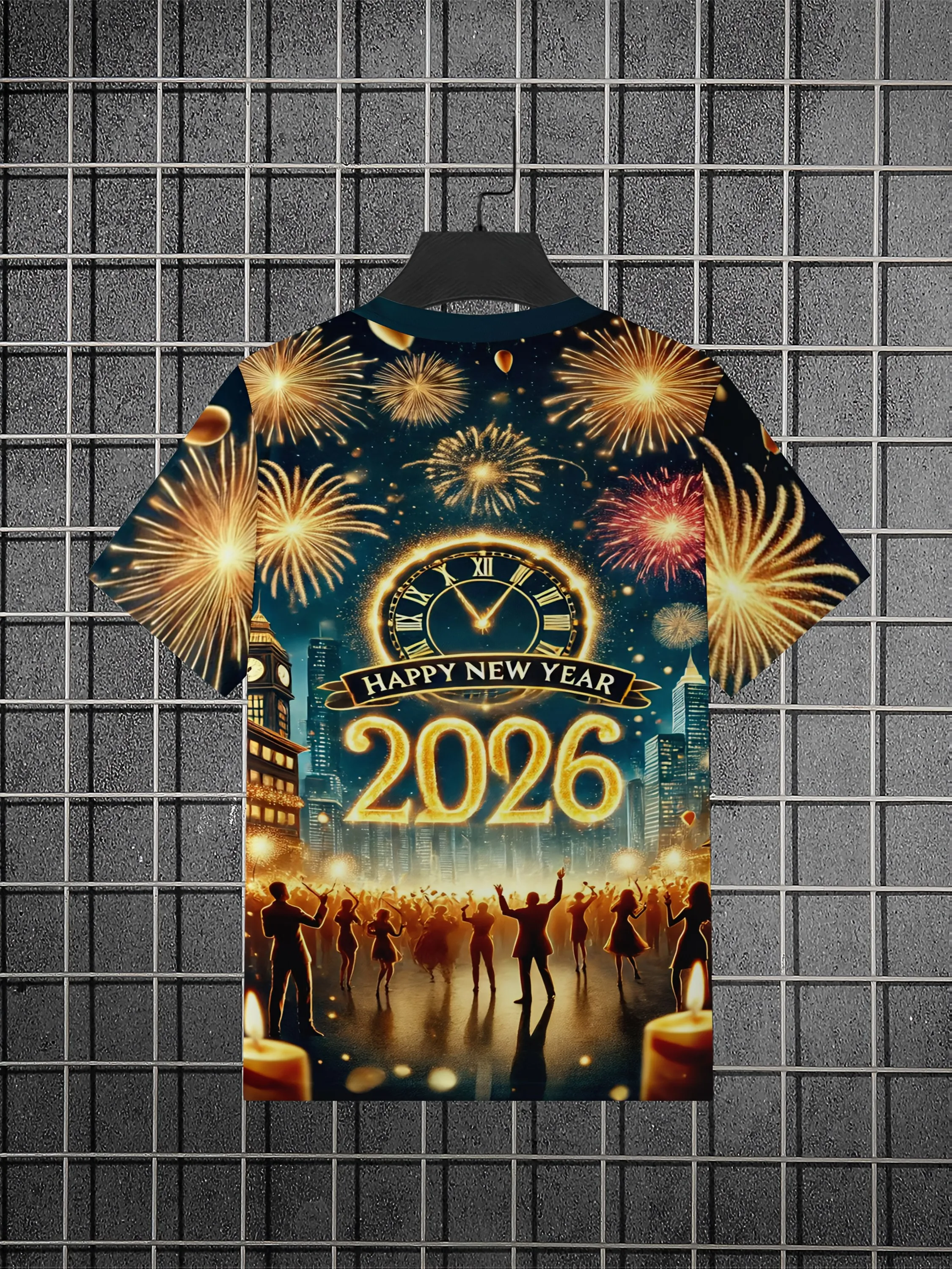 تي شيرت رجالي ونسائي برقبة دائرية 2026 سنة جديدة سعيدة ملابس يومية مهرجان تي شيرت ملابس الشارع الشهير قمصان هاراجوكو #3