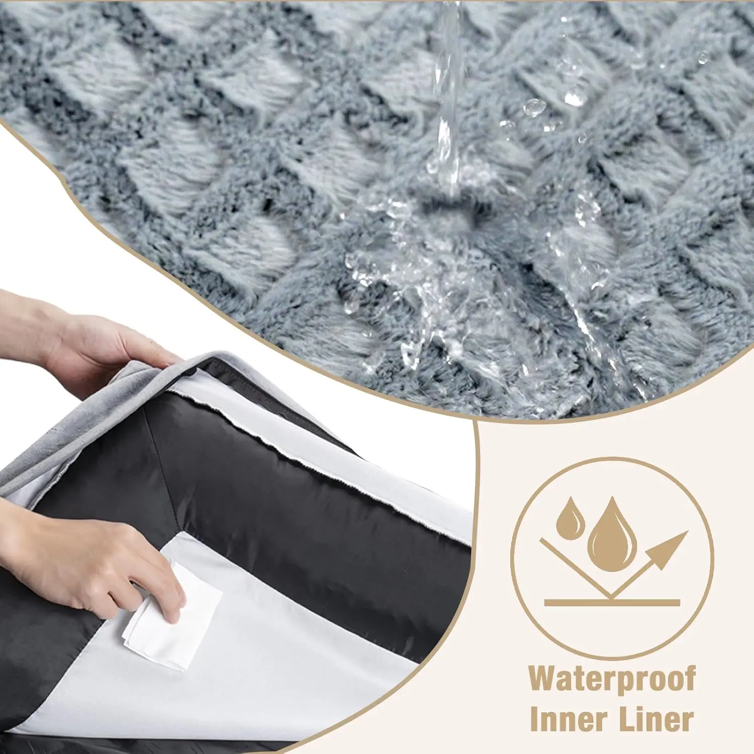 Orthopedic Dog Bed for Medium Dogs, Waterproof with Removable Washable Cover & Non-Slip Bottom (Grey)