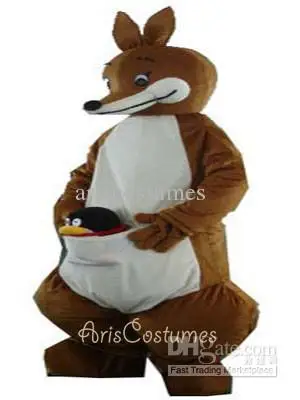 Costume de mascotte de kangourou marron pour adulte, robe de paupières en peluche, costume de mascotte de dessin animé, Halloween, Noël, nouveau