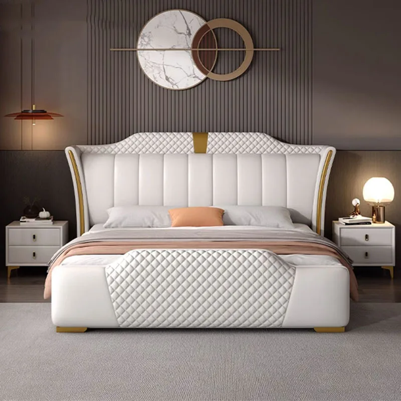 

Queen Headboard Double Bed European Wooden Living Room Frame Double Bed Hotel Modern Letto Matrimoniale Bedroom Furniture