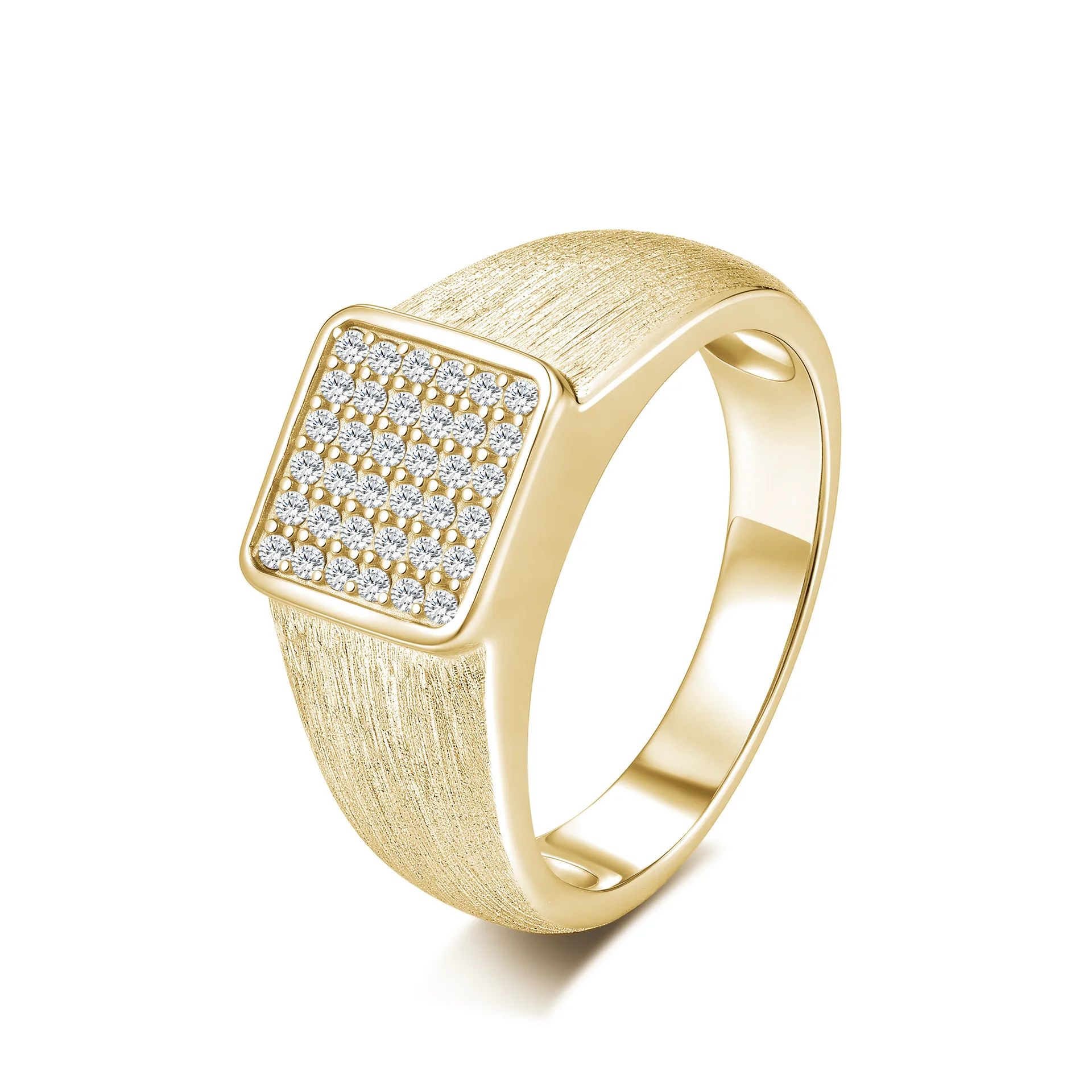 Luxurious 14K Gold Moissanite Ring Brushed Hollow Vintage for Men Platinum Pt950 Fine Jewelry Gift