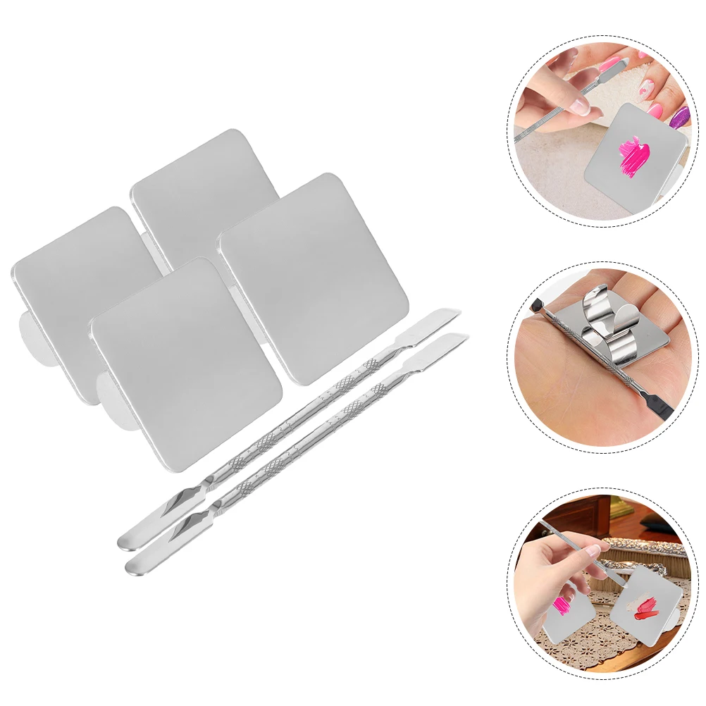 

1 Set Stainless Steel Makeup Mixing Palette Nail Art Color Plate Manicures Tool Foundation Blending Pigments Small Tray